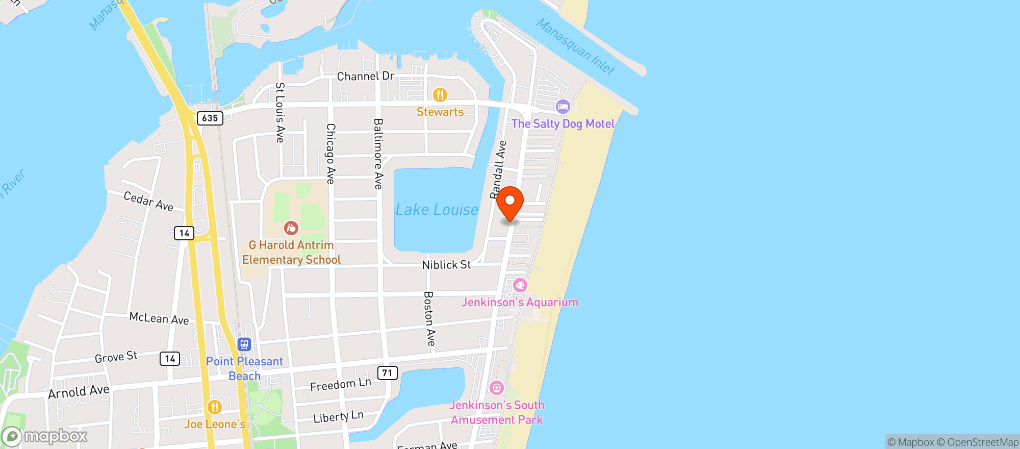 Map showing Off Shore Inn