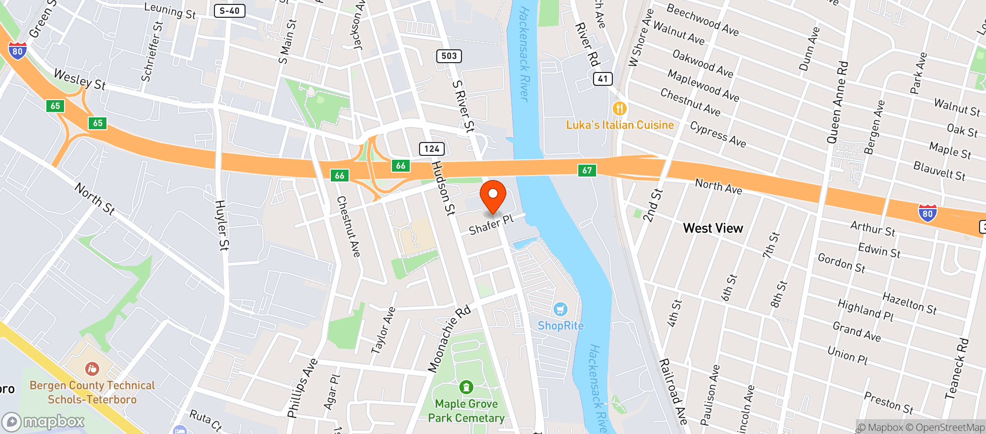 Map showing BUY RITE HACKENSACK