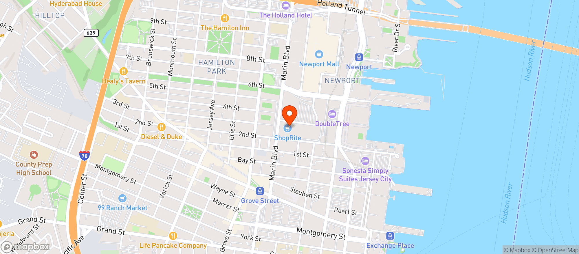 Map showing Shoprite Liquors of Jersey City