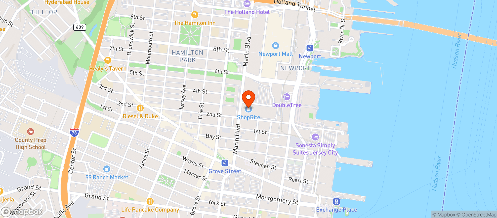 Map showing Shop Rite - Jersey City