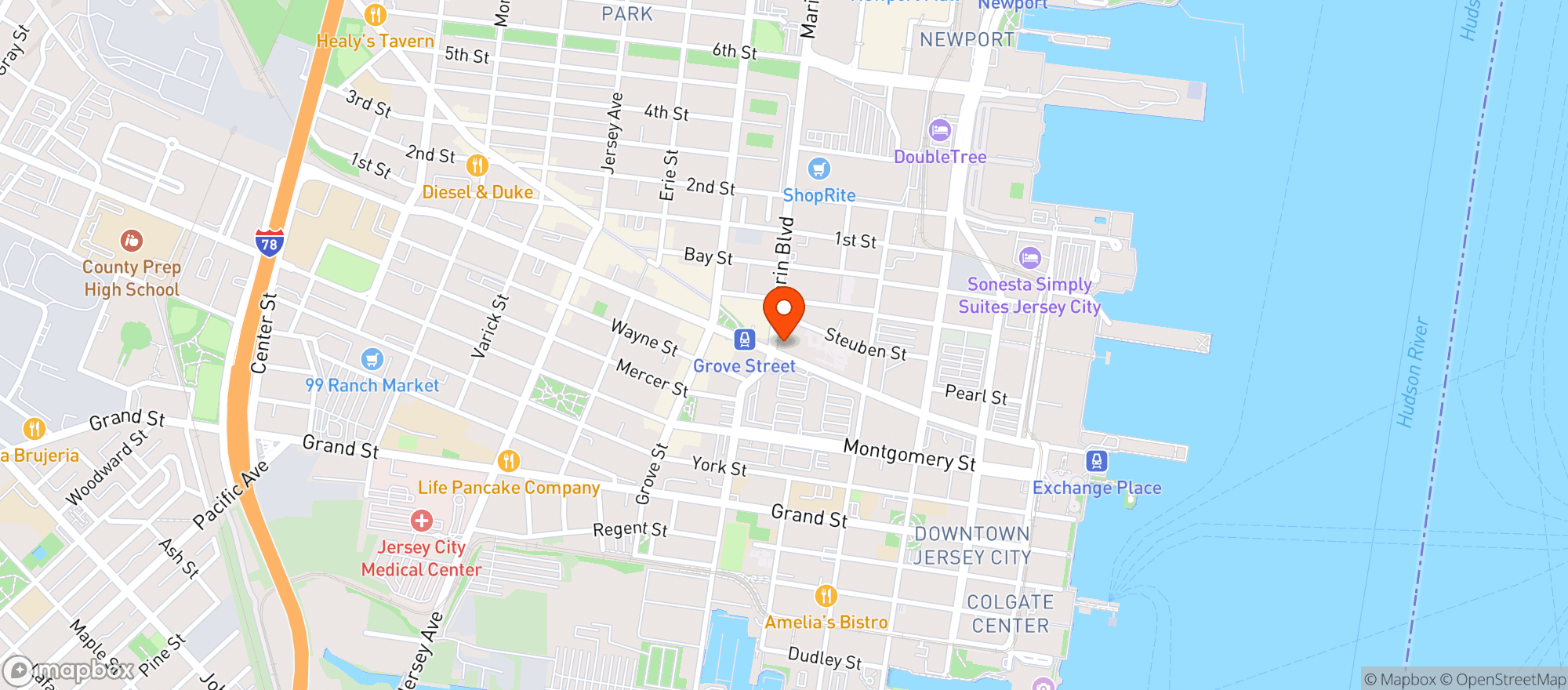 Map showing Residence Inn #ewrjr