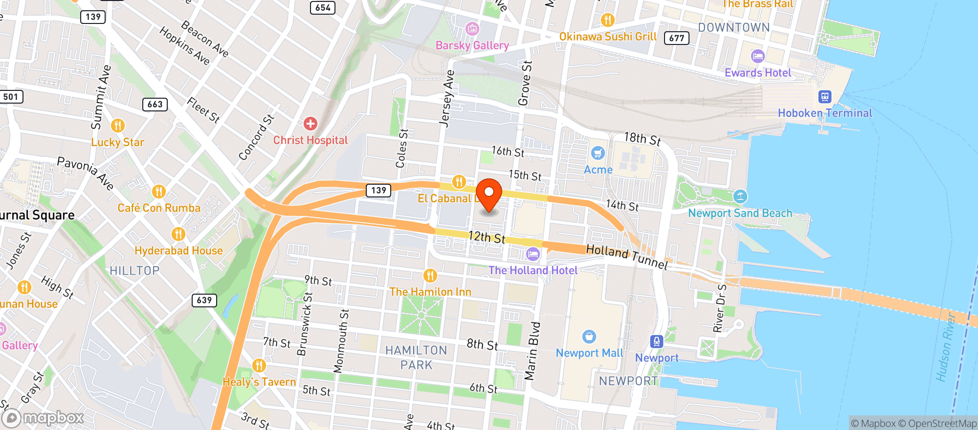 Map showing Jersey City Super Buy R #Hq