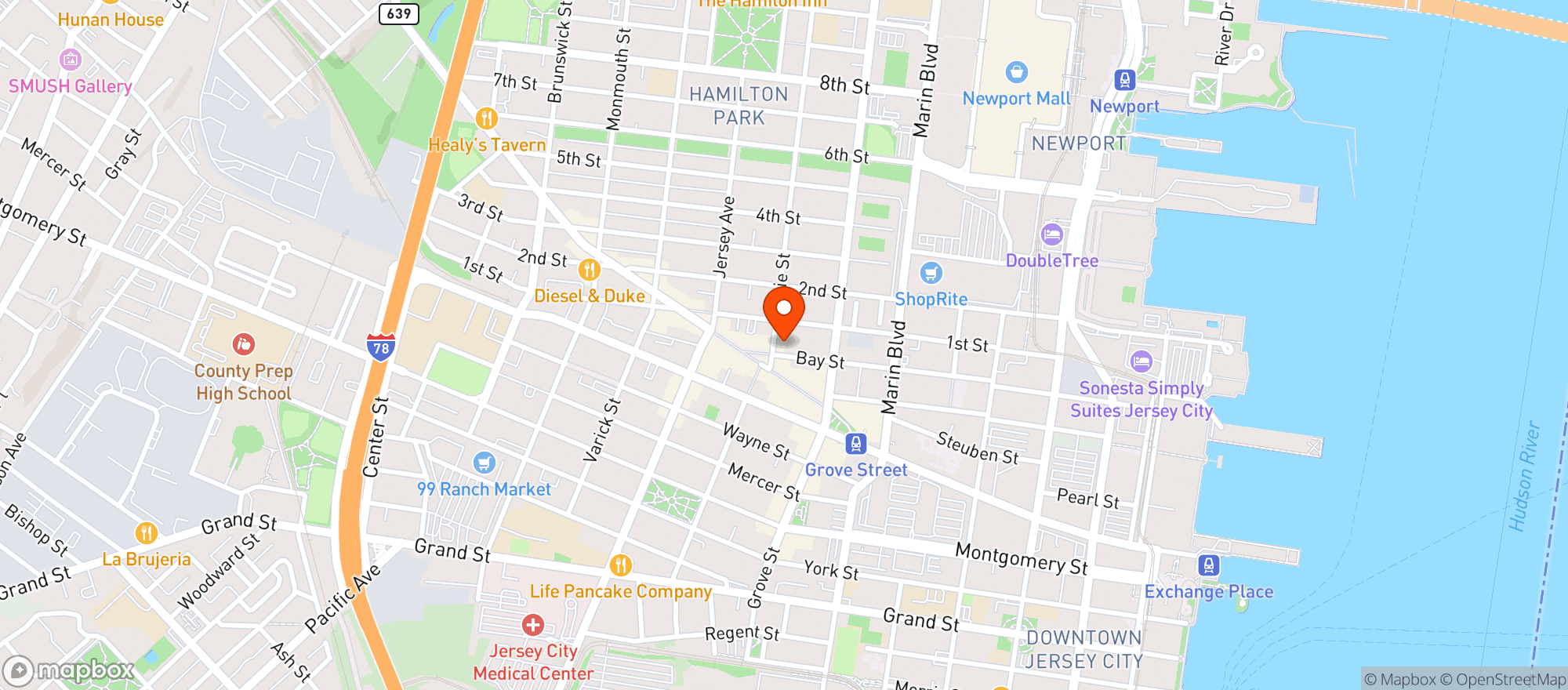 Map showing San Patricios Jersey City