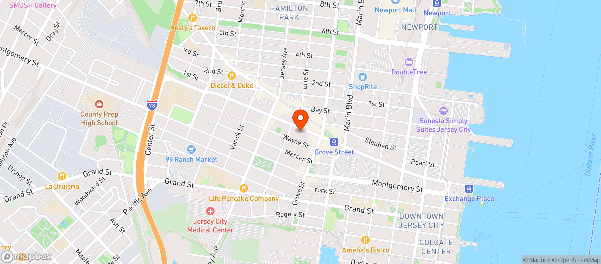 Map showing Red Feast Wine & Liquors