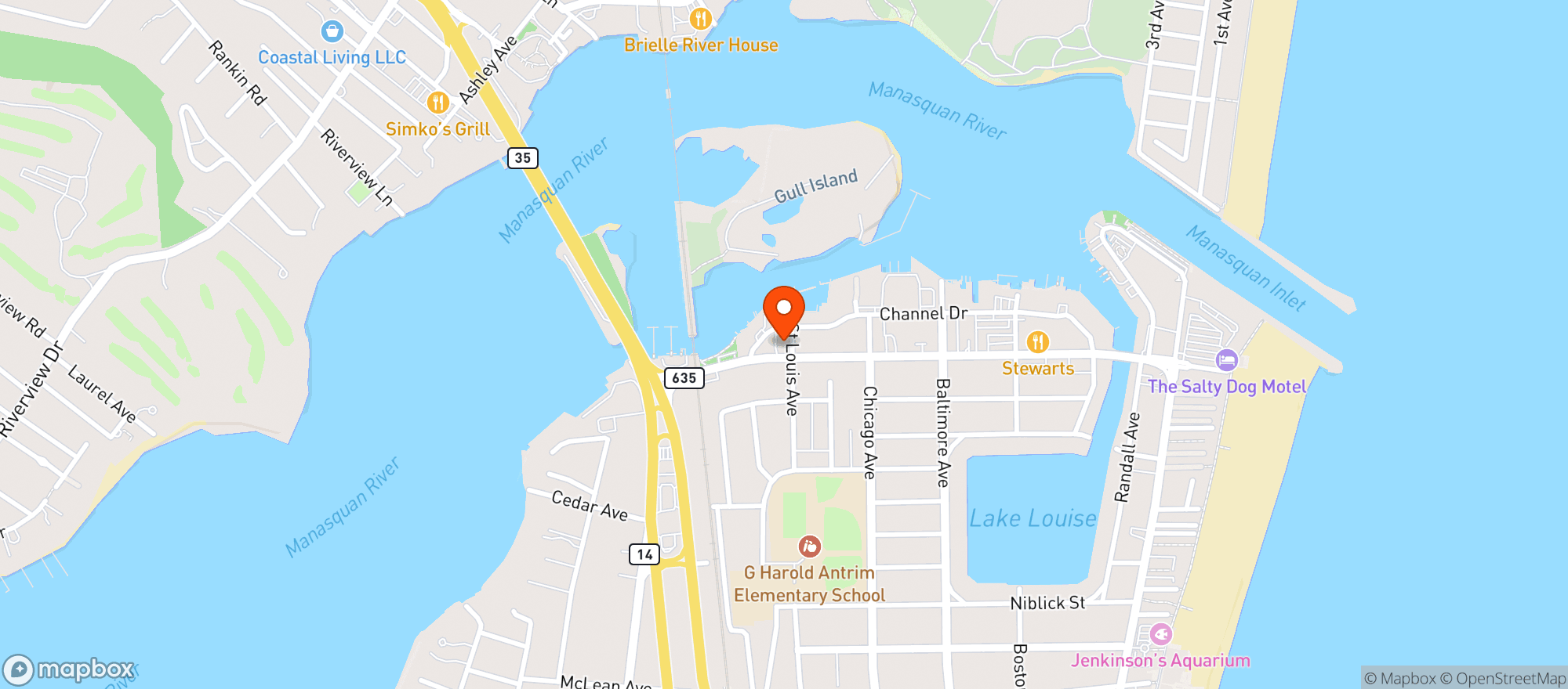 Map showing Boatyard401
