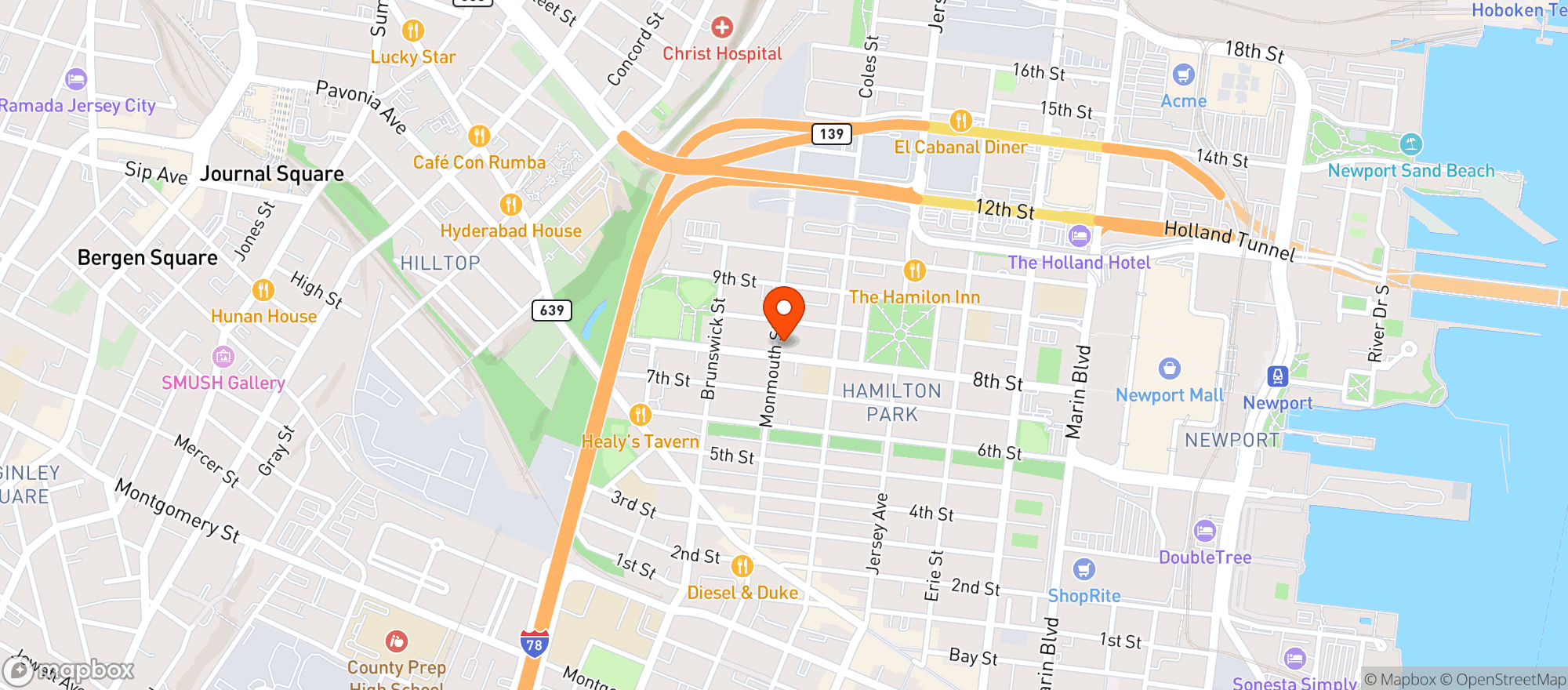 Map showing The Thirsty Quaker