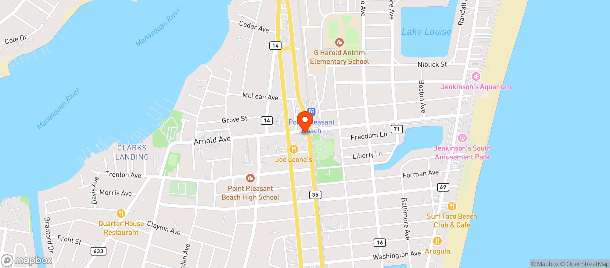 Map showing Noble's Smoke Shop