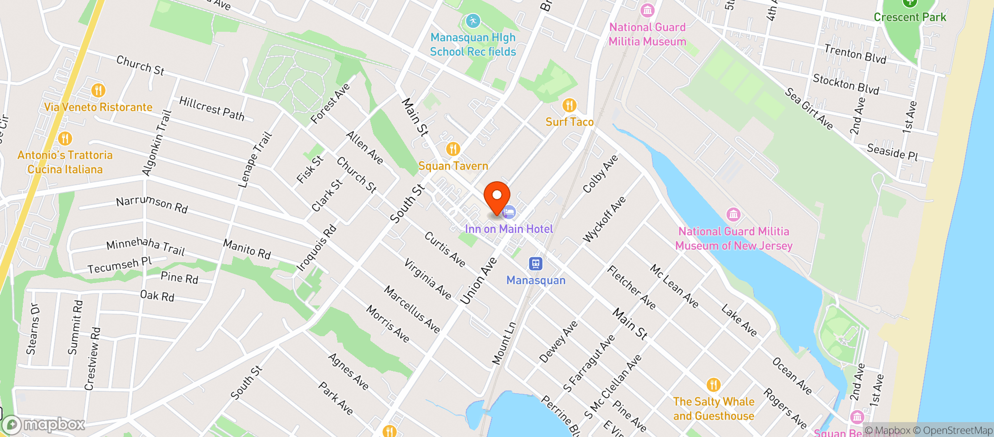 Map showing Monmouth Health Foods