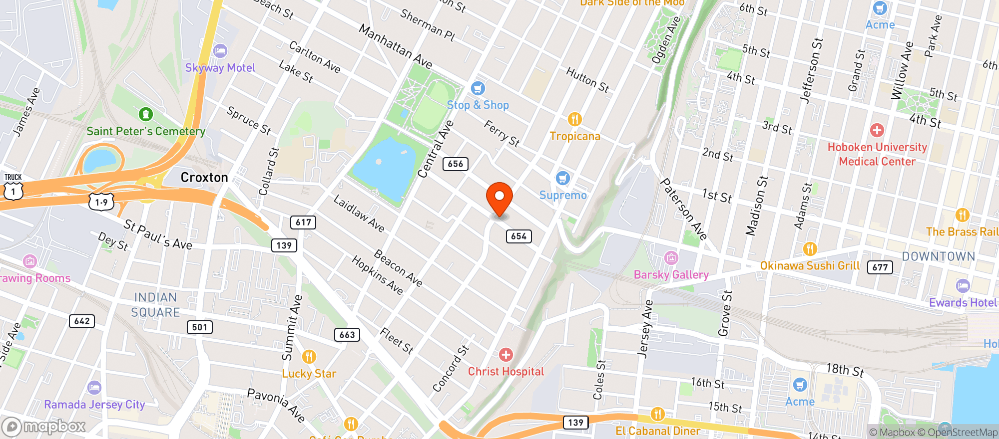 Map showing Webster Liquor
