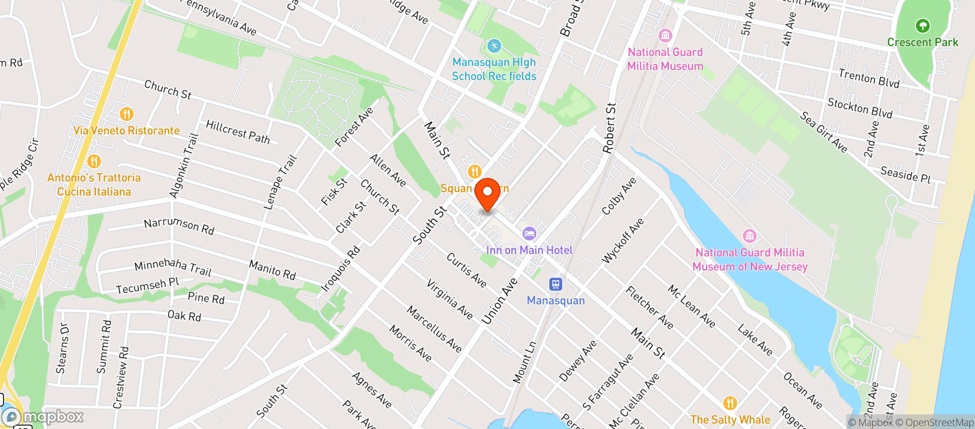 Map showing Manasquan Liquors