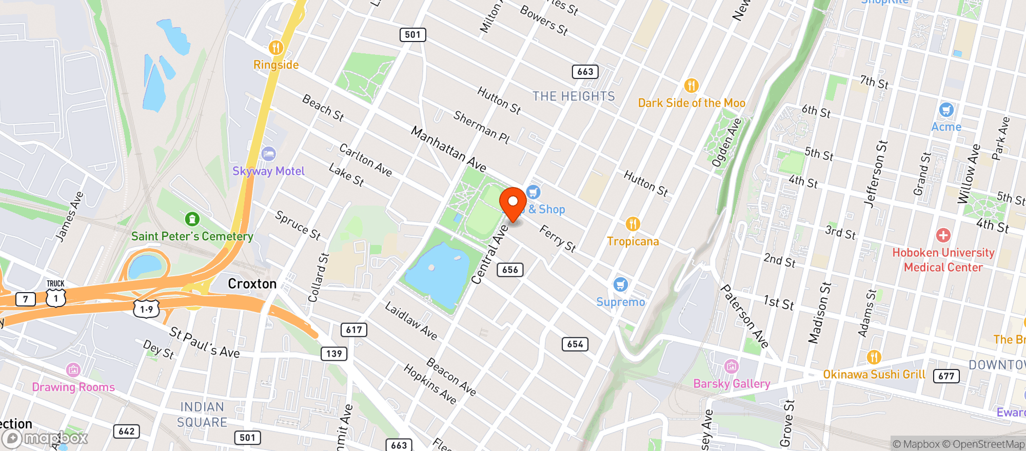 Map showing Central Avenue Liquor