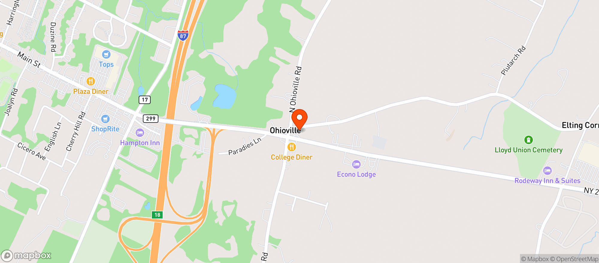 Map showing Ohioville Liquor Store of Newpaltz