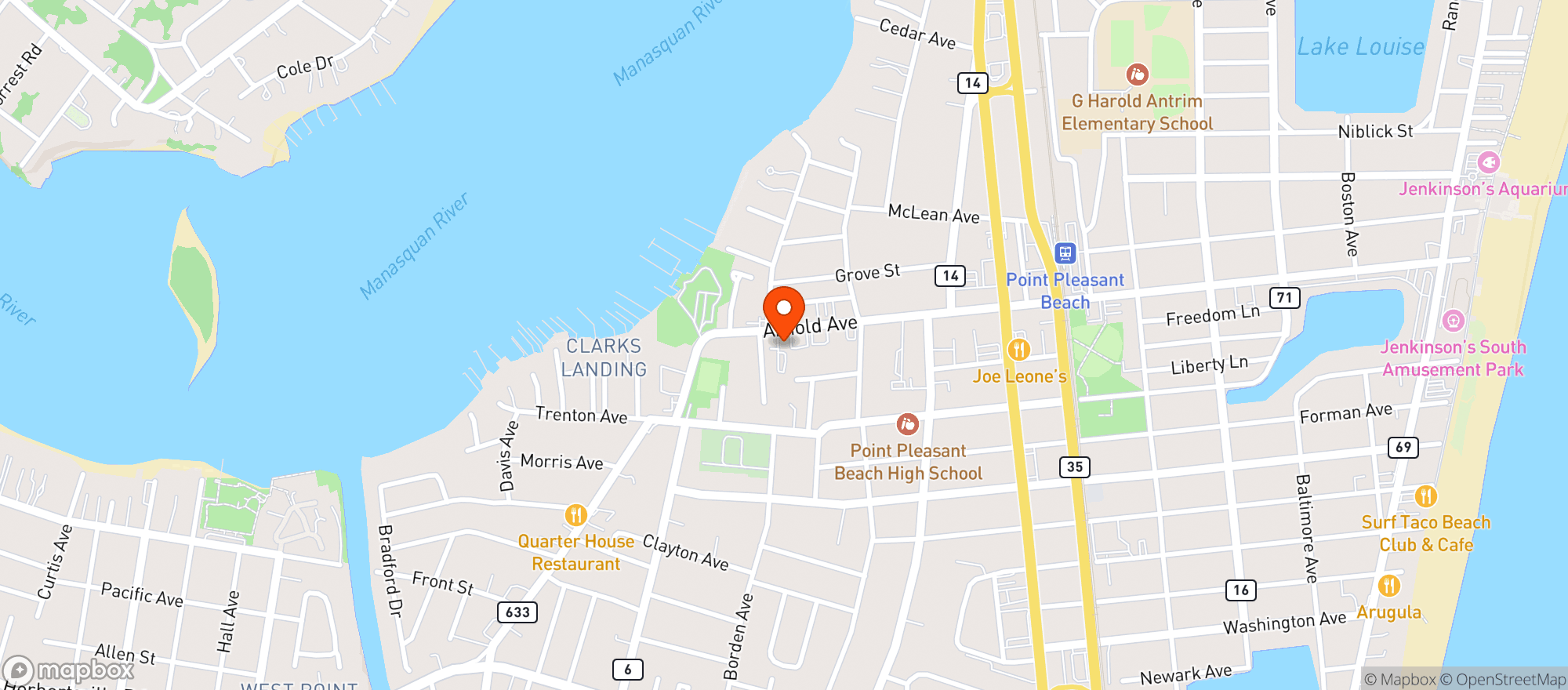 Map showing Elks Lodge #1698