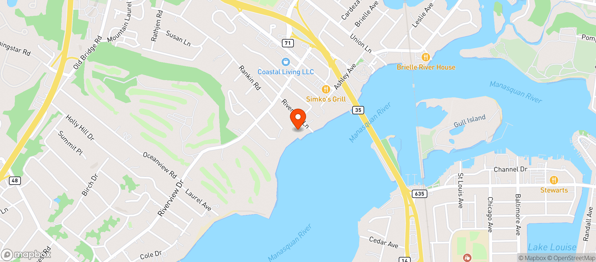 Map showing Manasquan Yacht Club