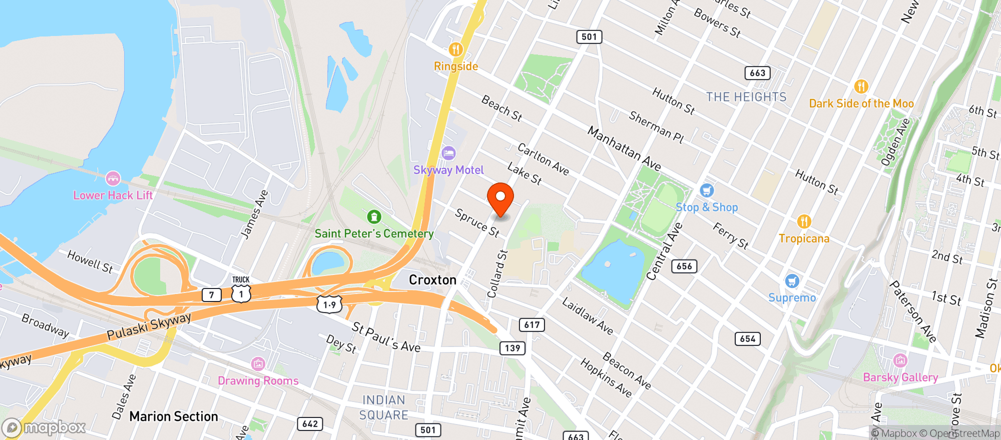 Map showing Sparrow hill Market and Liquor