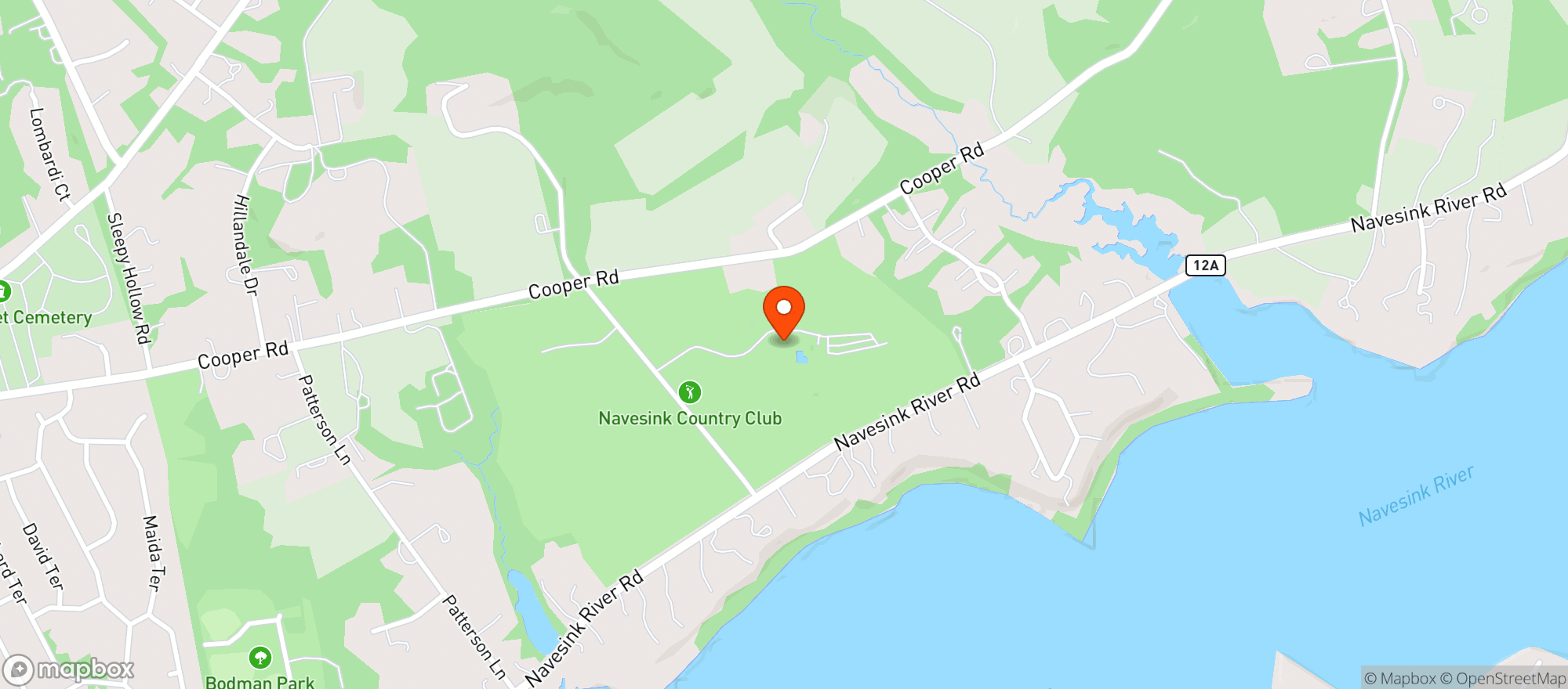 Map showing Navesink Country Club