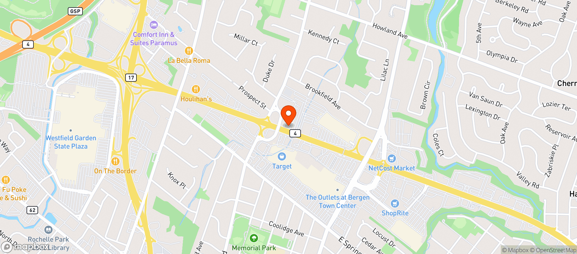 Map showing Vitamin Shoppe - Rt. 4 Paramus