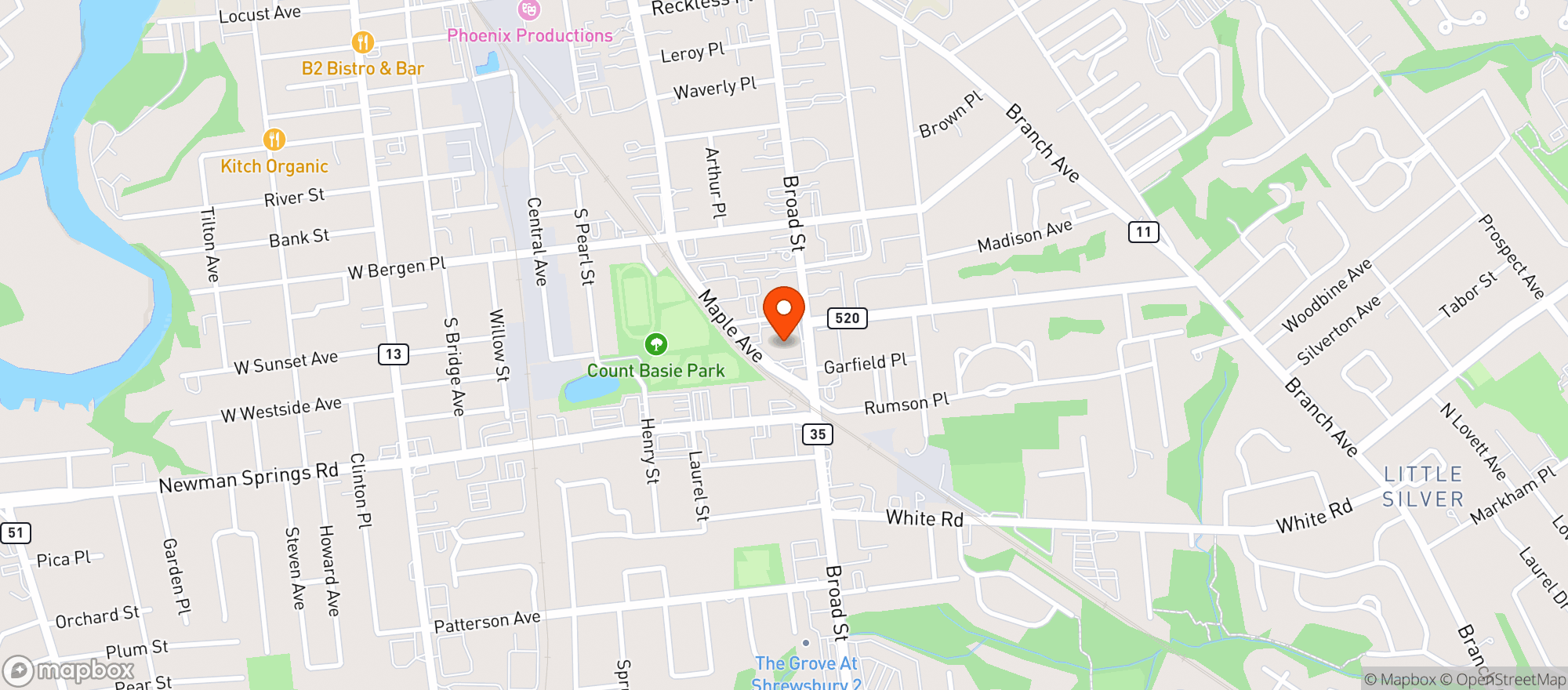Map showing 362 Broad St. Inc