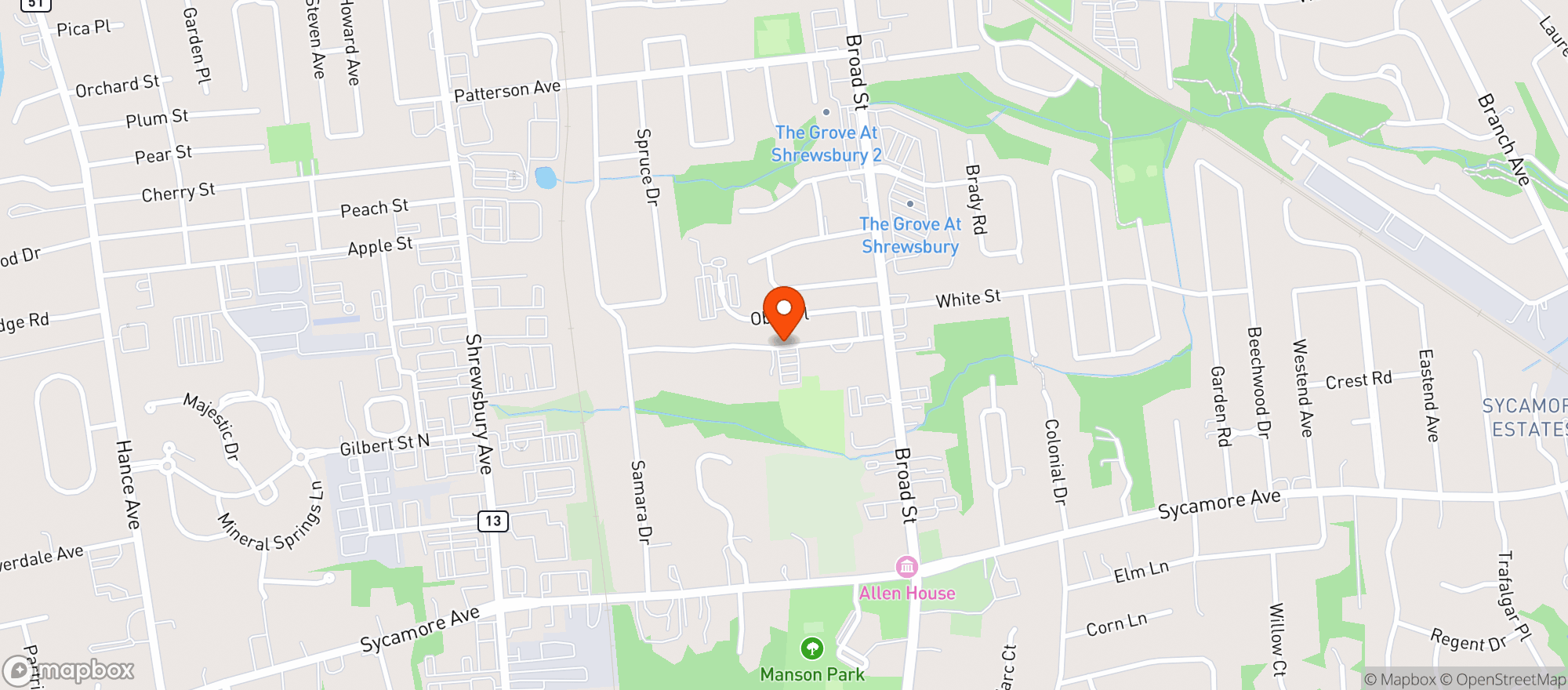 Map showing Shadowbrook Restaurant