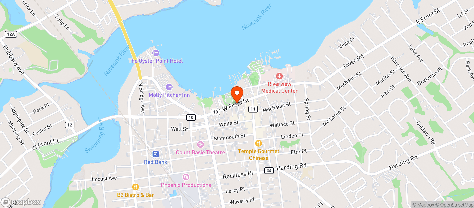Map showing Elks Lodge