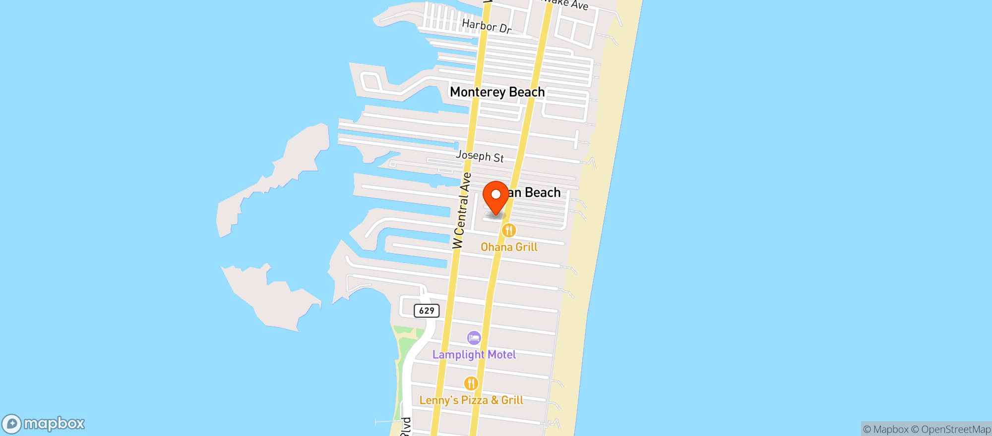 Map showing Lavallette Liquors