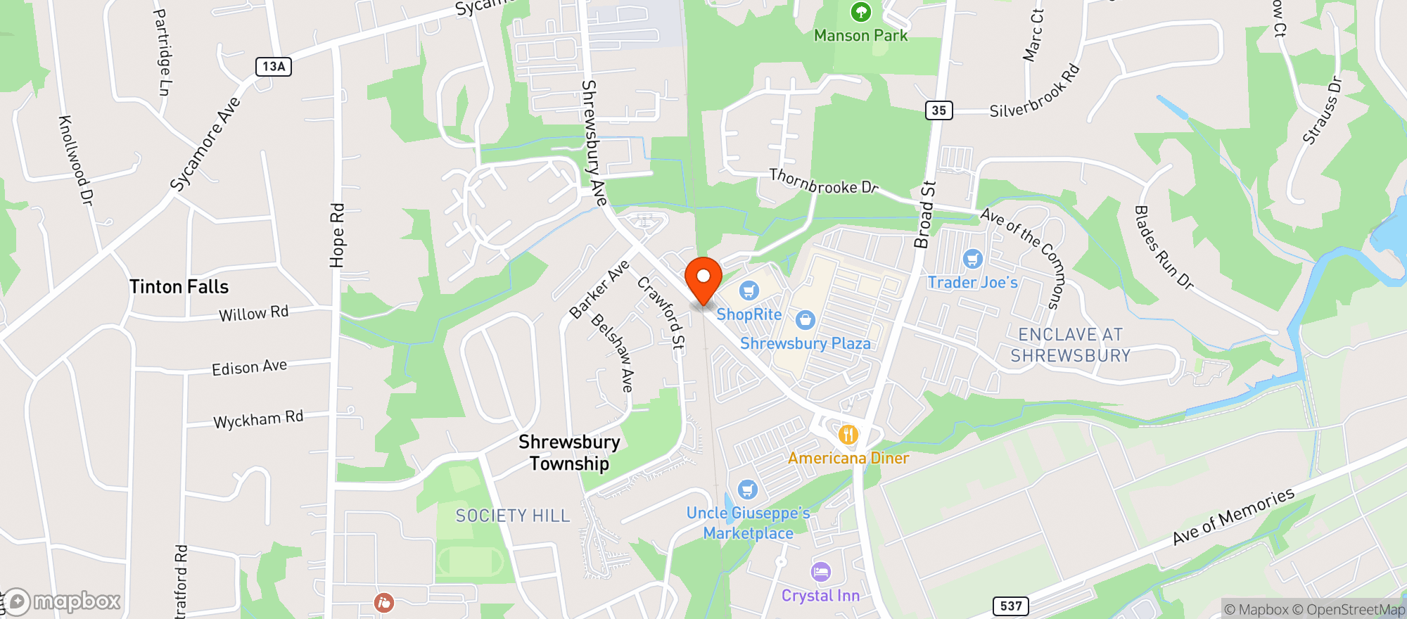 Map showing WINE OUTLET - TINTON FALLS