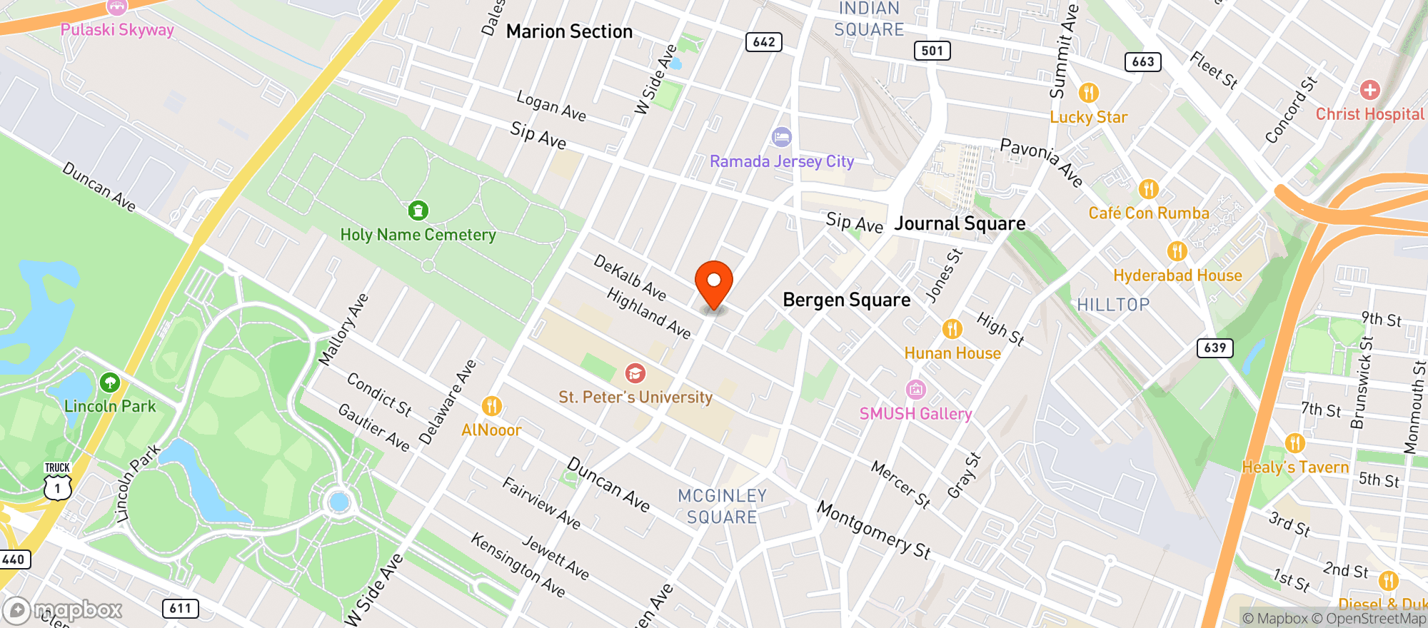 Map showing BOULEVARD MART & LIQUOR