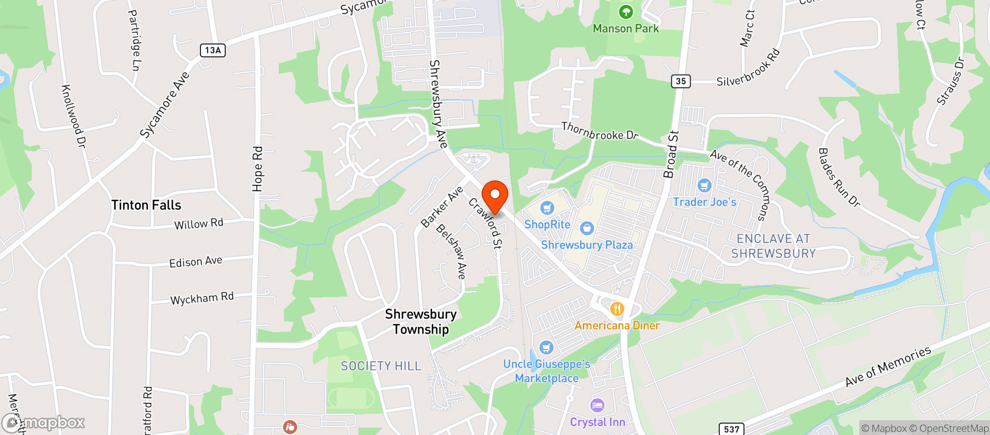 Map showing Shrewsbury Mini Mart