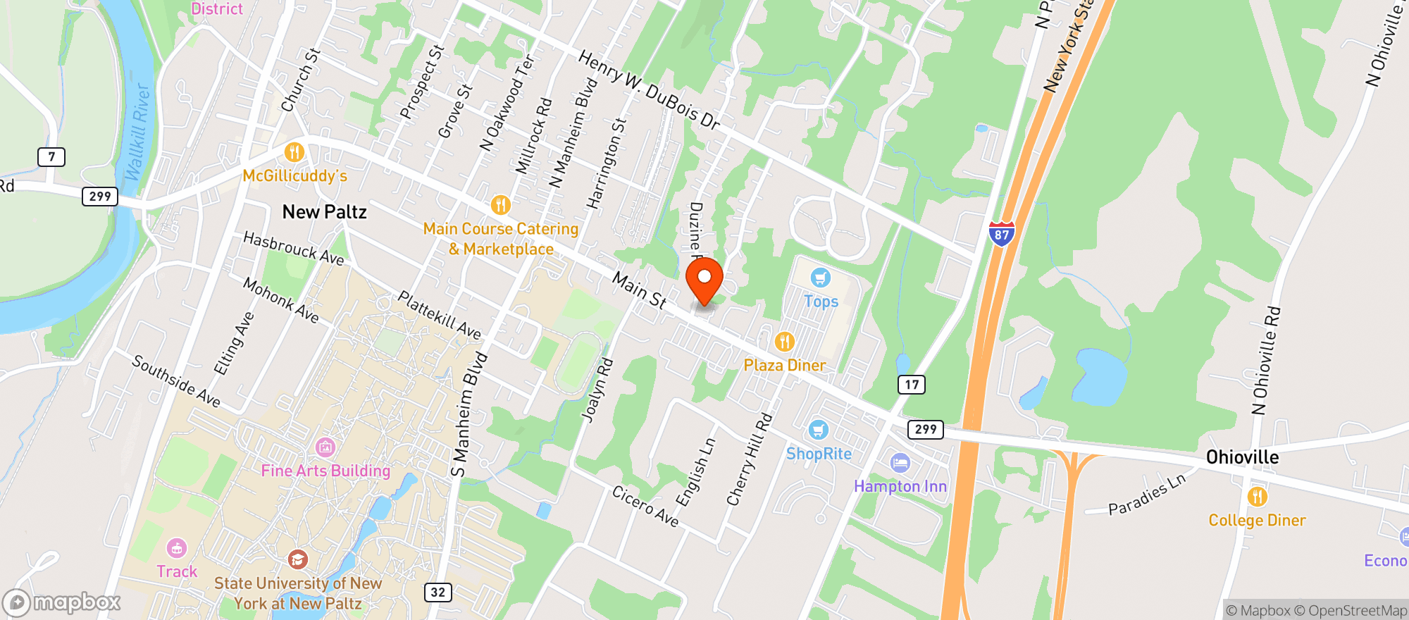 Map showing New Paltz Wine and Spirits