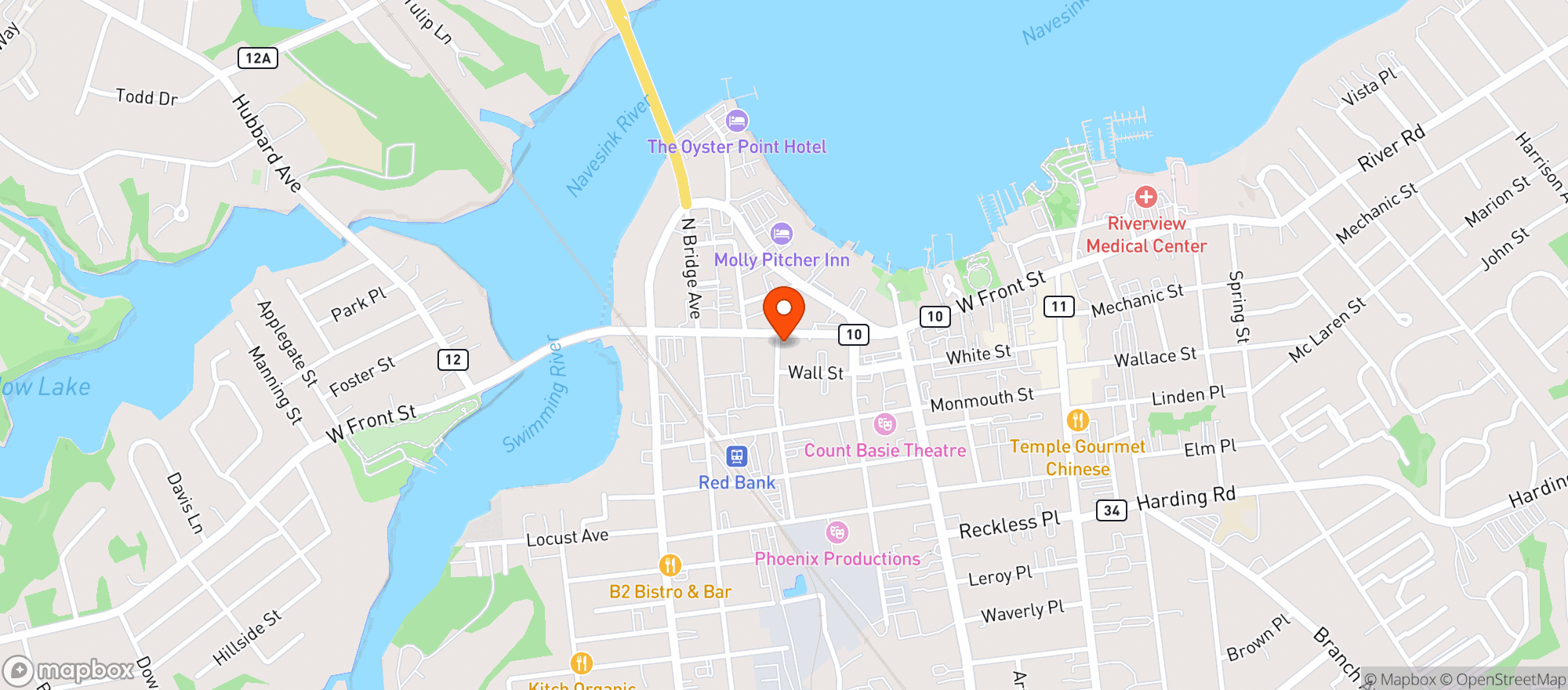 Map showing Red Bank Liquors