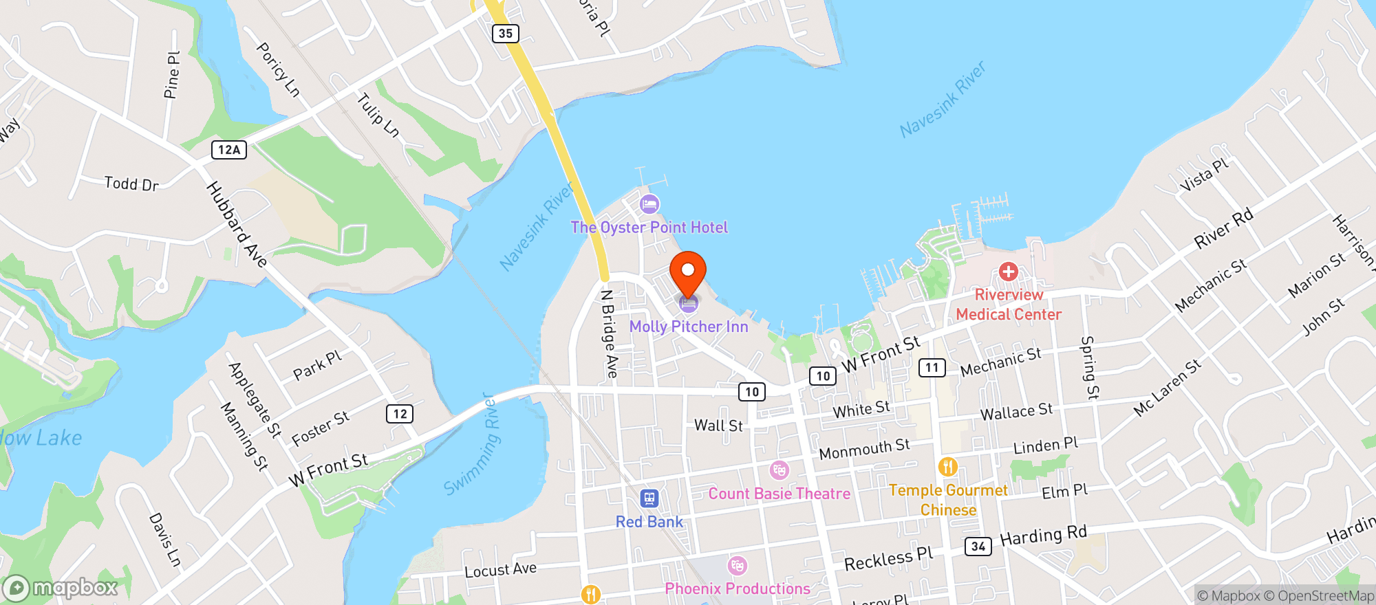 Map showing Molly Pitcher Inn