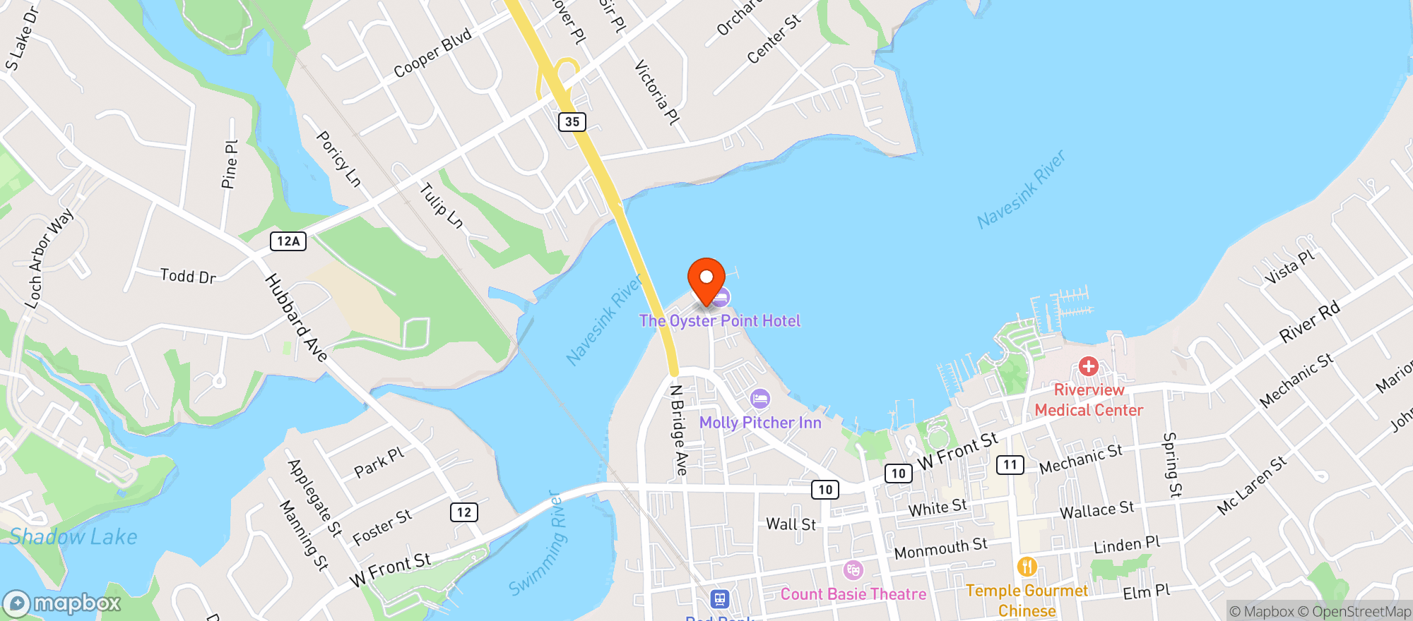 Map showing The Oyster Point Hotel