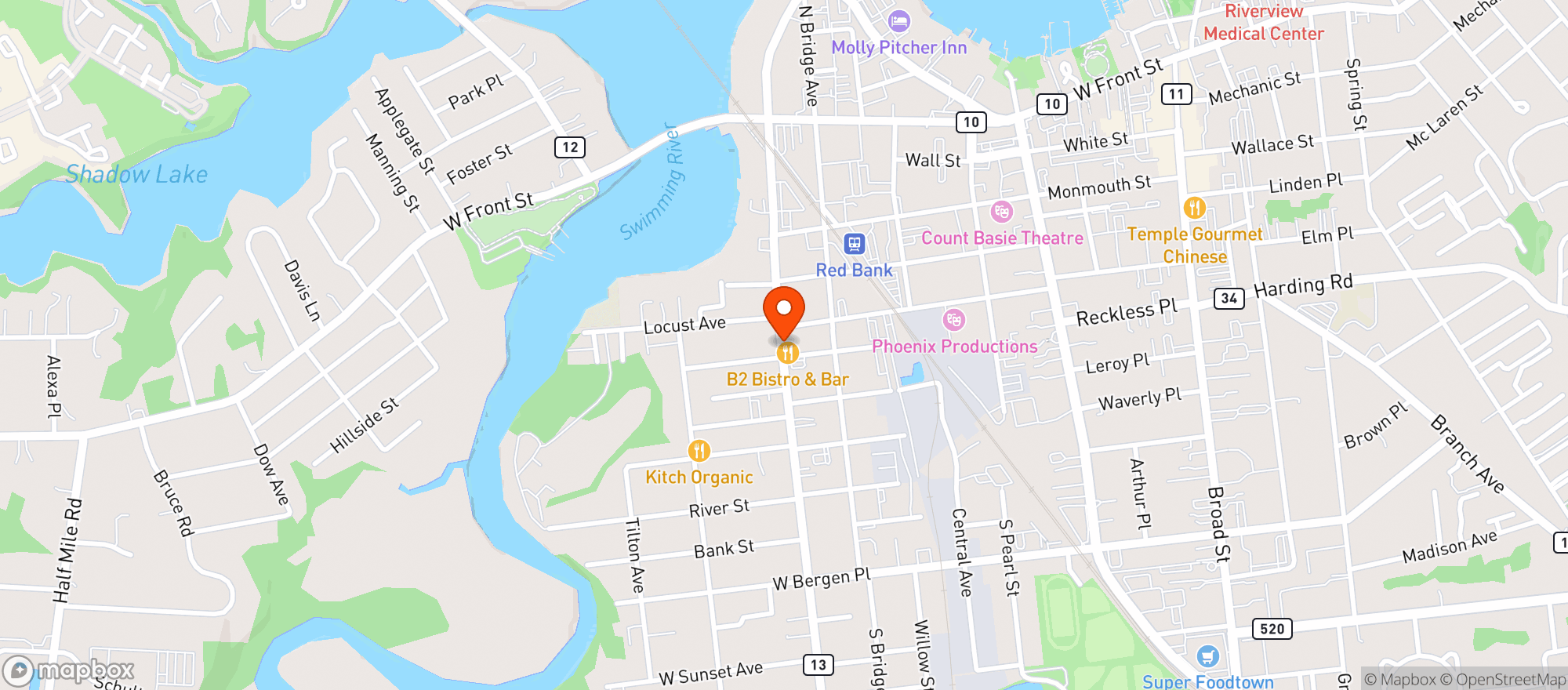 Map showing B2 Bistro & Bar
