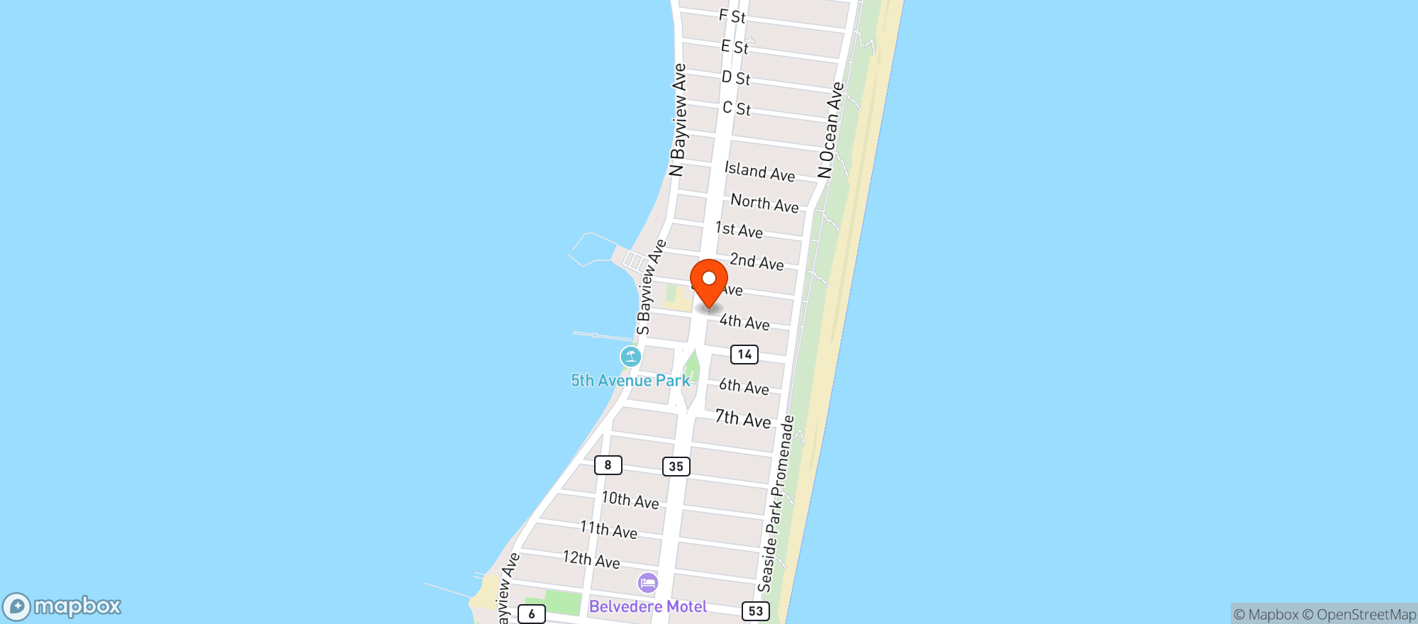 Map showing Blue Front Liquors