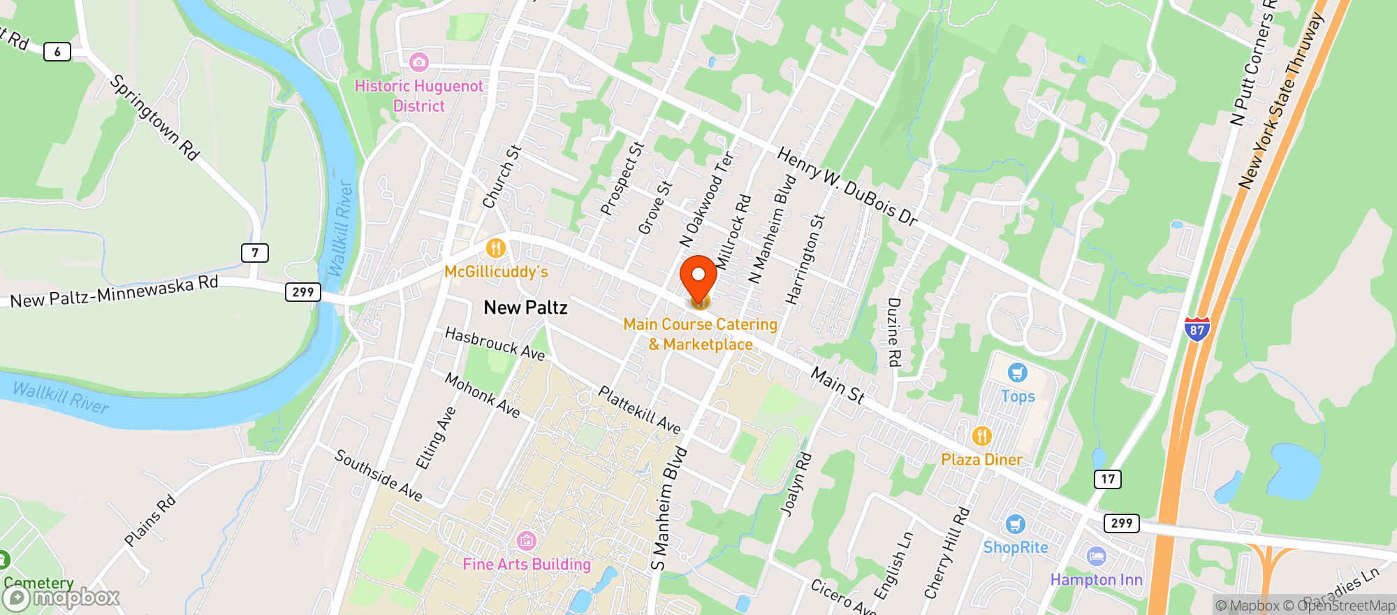 Map showing Main Course Catering