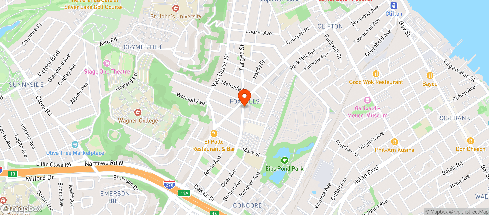 Map showing Blue Supermarket