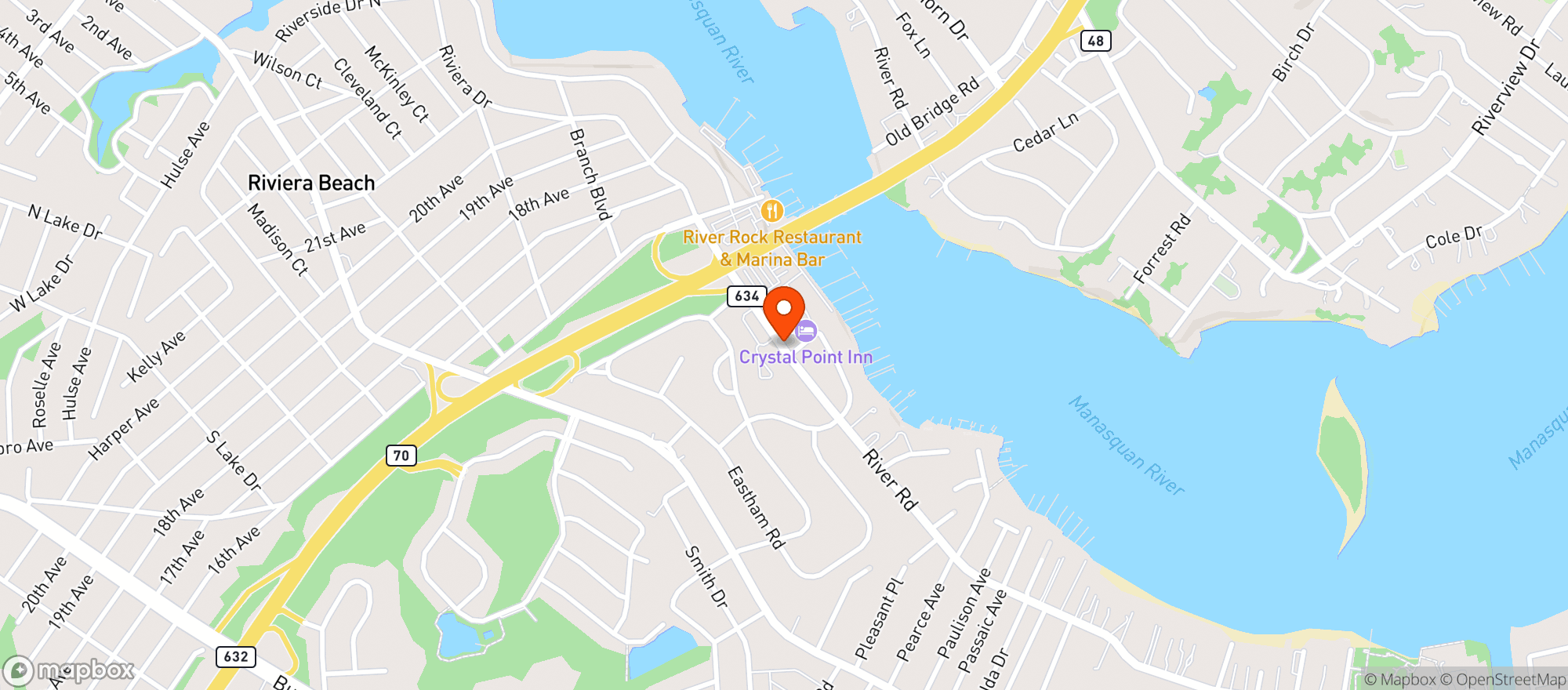 Map showing Crystal Point Yacht Club