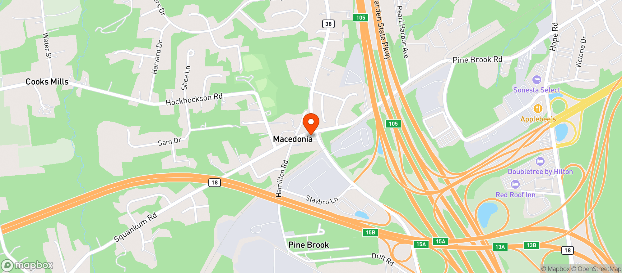 Map showing Pinebrook Liquor & Deli