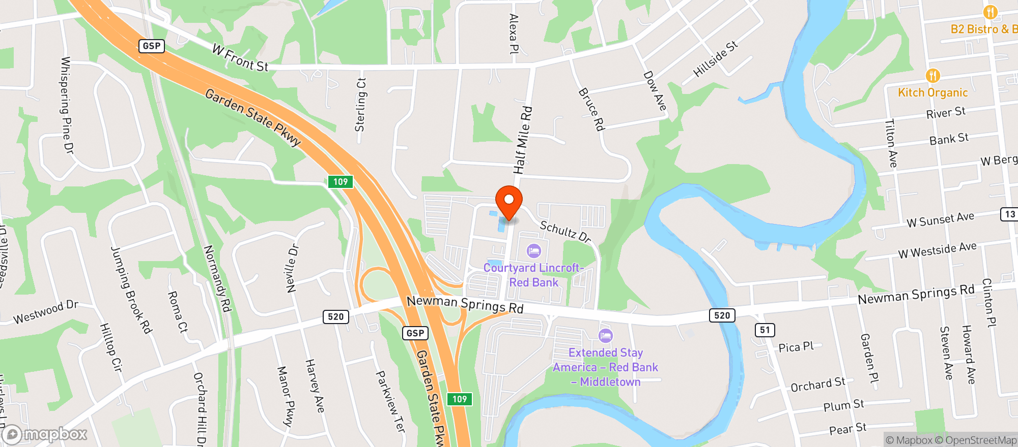 Map showing Life Time (middletown-redbank)