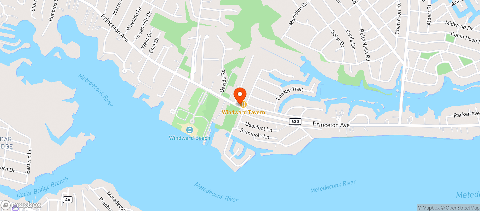 Map showing The Windward Tavern