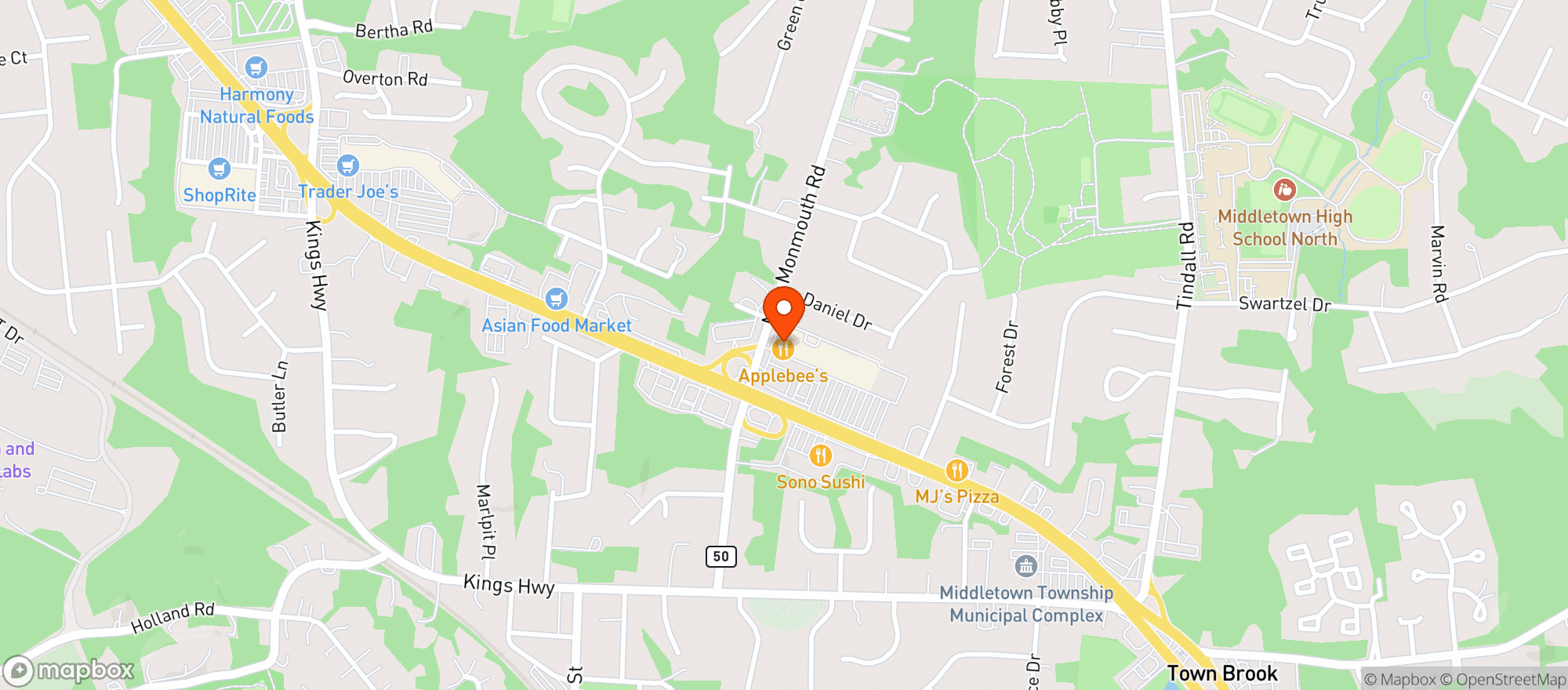 Map showing Applebees Neighborhood Grill & Bar