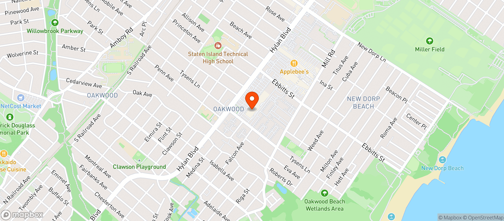 Map showing Stop & Shop (2754 Hylan Boulevard)