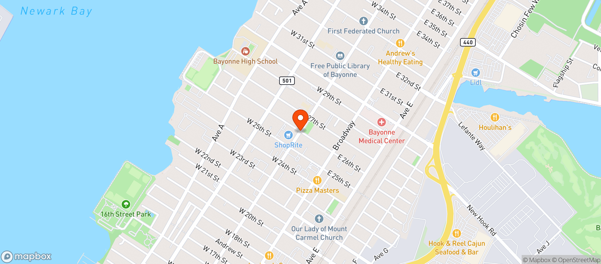 Map showing Shoprite Of Bayonne-26 Street