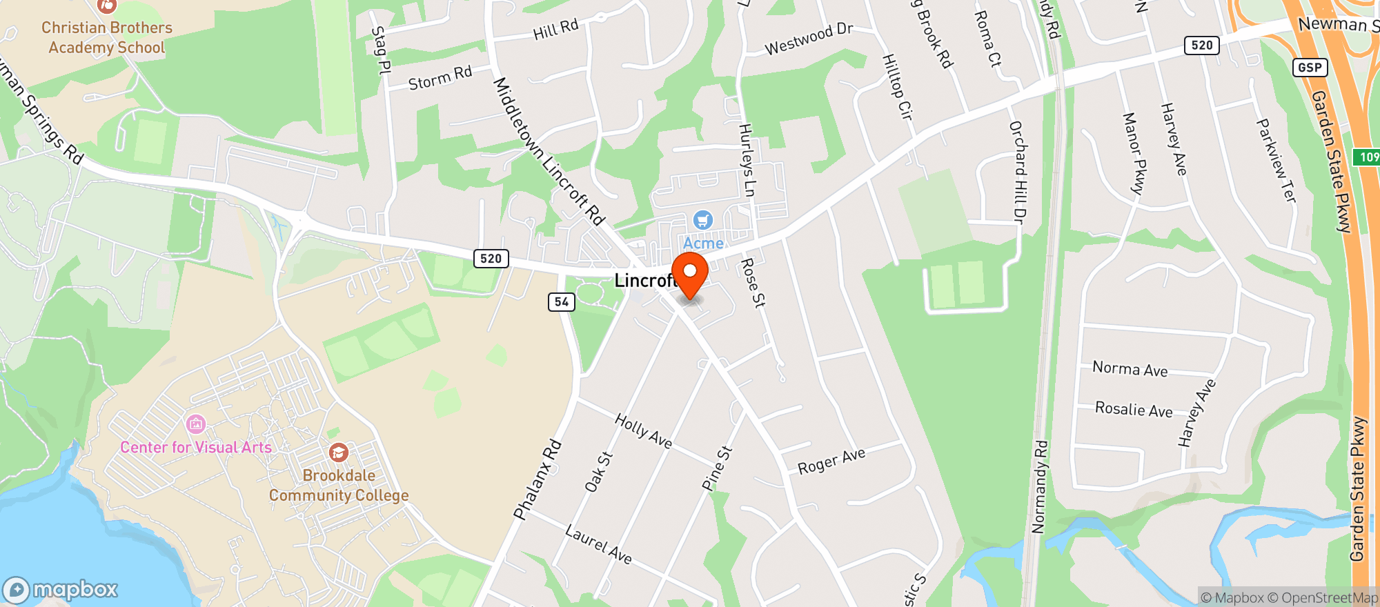 Map showing Lincroft Liquor