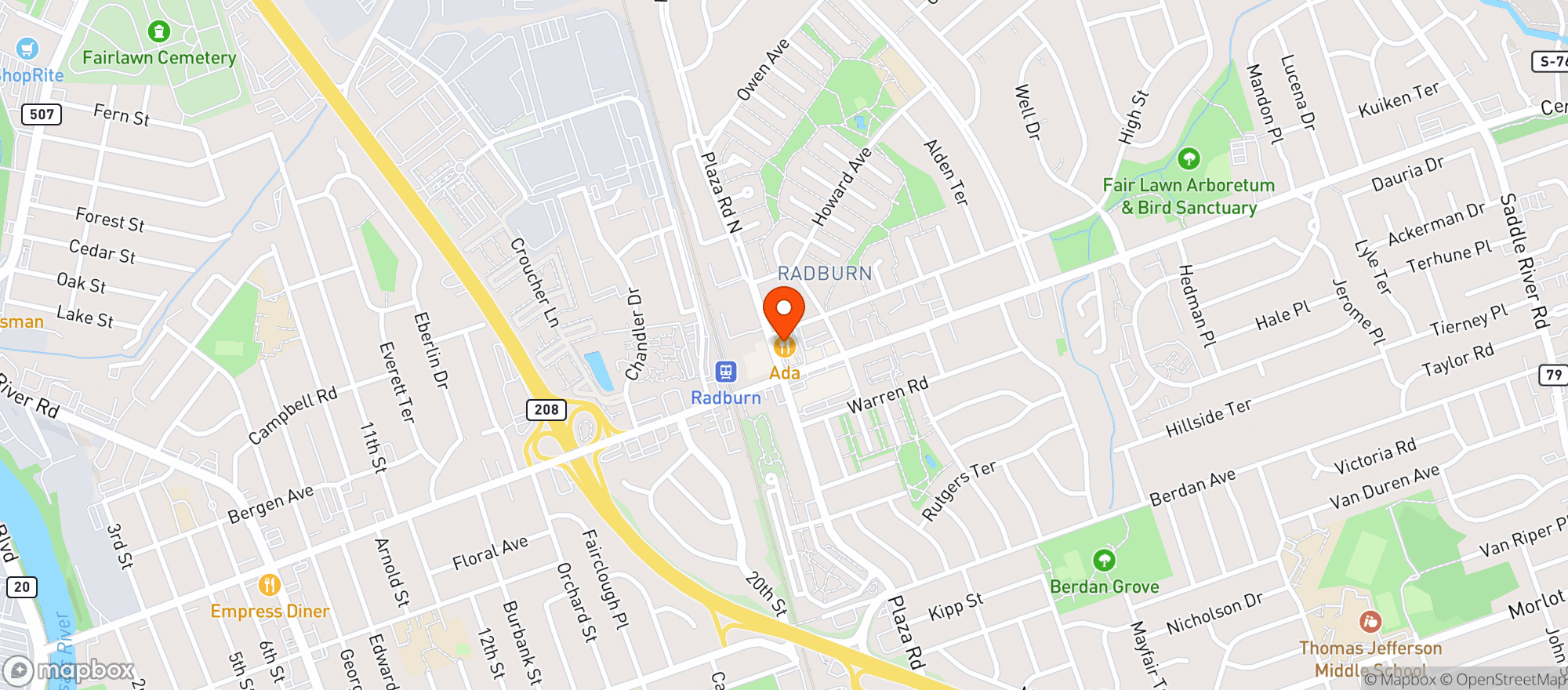 Map showing Radburn Liquors