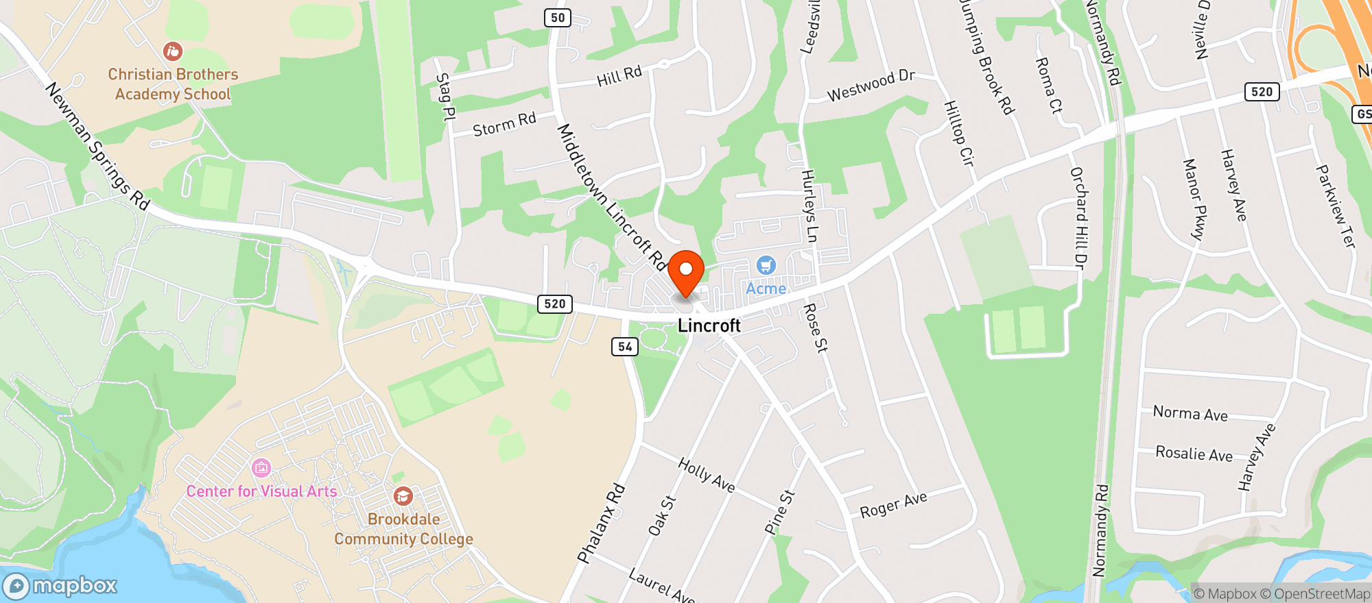 Map showing Charlie's Of Lincroft