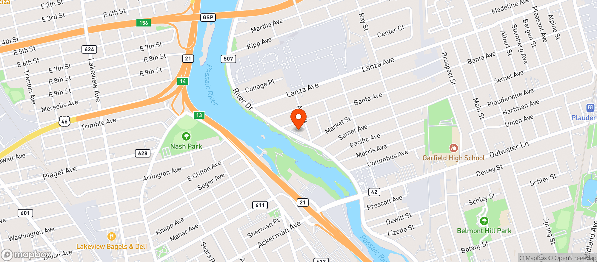 Map showing Riverview Liquors & Bar