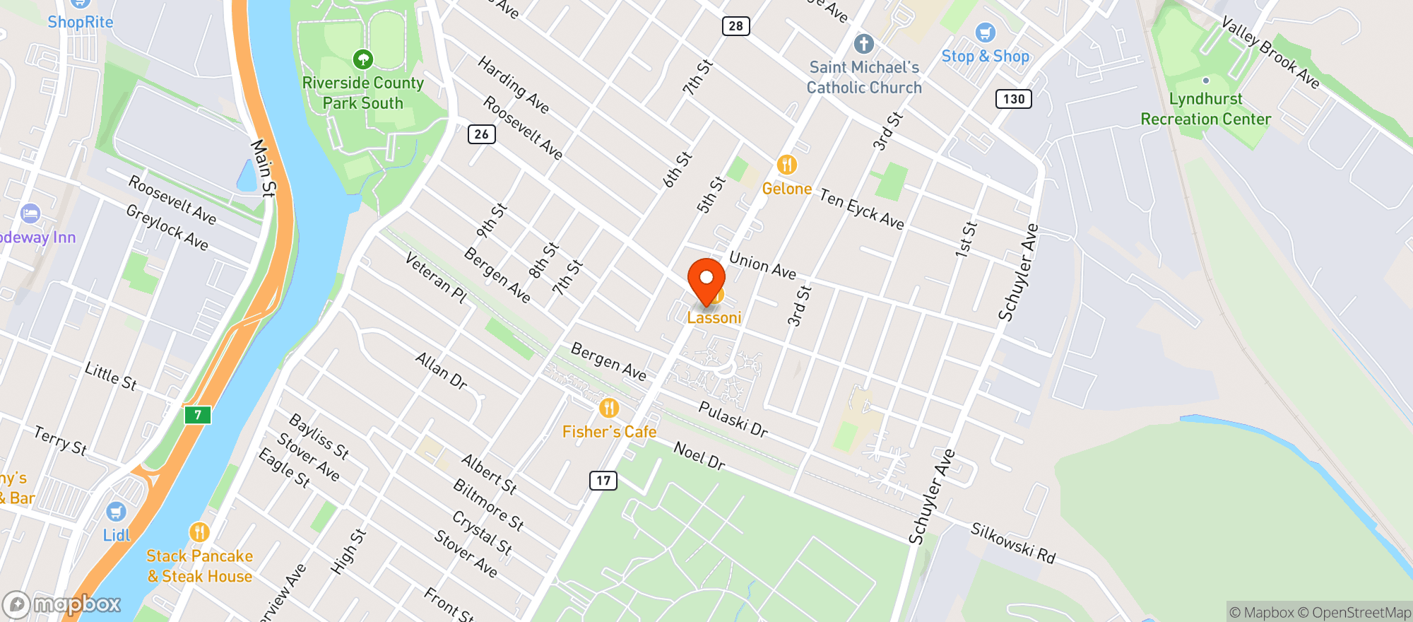 Map showing One Stop Wine & Liquors