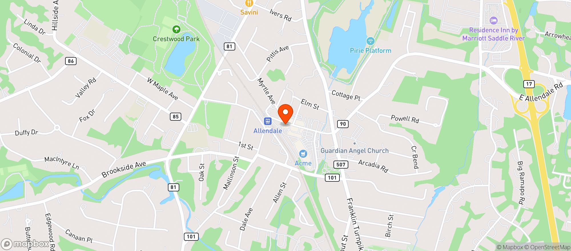 Map showing Allendale Wine Shoppe