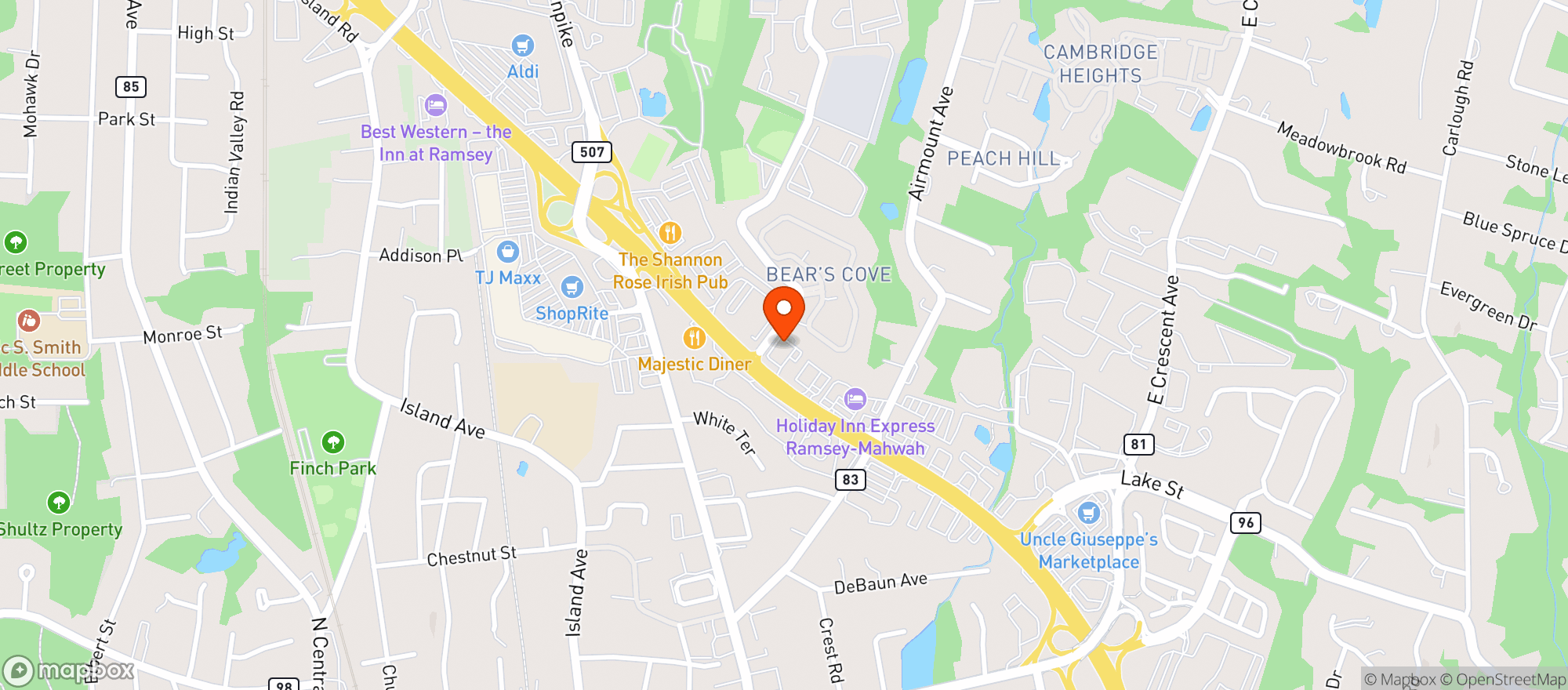 Map showing Vitamin Shoppe - Ramsey